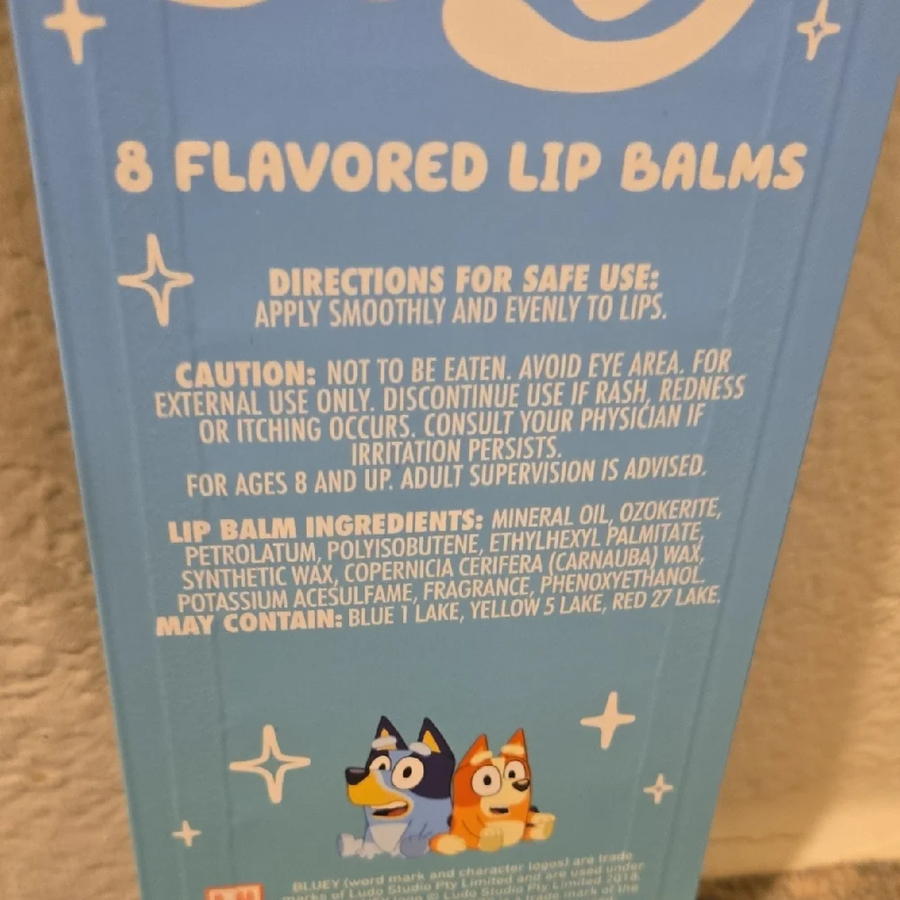Bluey Kids Lip Balm Set - 8 Fun Flavors New